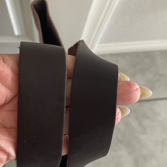 NWOT! COLE HAAN Leather And Canvas Tote Bag Brown Navy - Picture 3 of 7